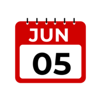 juin 5 calendrier rappel. 5 juin du quotidien calendrier icône modèle. png