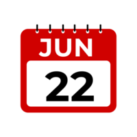 jun 22 Kalender Erinnerung. 22 jun Täglich Kalender Symbol Vorlage. png