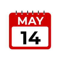 mayo 14 calendario recordatorio. 14 mayo diario calendario icono modelo. png