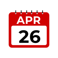 april 26 kalender påminnelse. 26 april dagligen kalender ikon mall. png