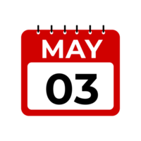 may 3 calendar reminder. 3 may daily calendar icon template. png