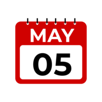 may 5 calendar reminder. 5 may daily calendar icon template. png