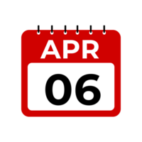 April 6 Kalender Erinnerung. 6 April Täglich Kalender Symbol Vorlage. png