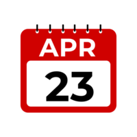 April 23 calendar reminder. 23 April daily calendar icon template. png