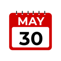 may 30 calendar reminder. 30 may daily calendar icon template. png