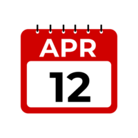 April 12 Kalender Erinnerung. 12 April Täglich Kalender Symbol Vorlage. png