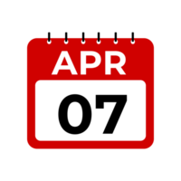 april 7 kalender herinnering. 7 april dagelijks kalender icoon sjabloon. png