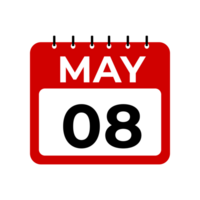 may 8 calendar reminder. 8 may daily calendar icon template. png