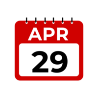 April 29 calendar reminder. 29 April daily calendar icon template. png