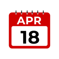 April 18 calendar reminder. 18 April daily calendar icon template. png