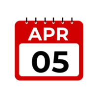 April 5 Kalender Erinnerung. 5 April Täglich Kalender Symbol Vorlage. png