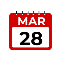 march 28 calendar reminder. 28 march daily calendar icon template. png