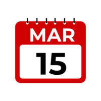 marzo 15 calendario recordatorio. 15 marzo diario calendario icono modelo. png