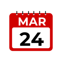 marzo 24 calendario recordatorio. 24 marzo diario calendario icono modelo. png