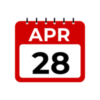 April 28 calendar reminder. 28 April daily calendar icon template. png