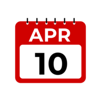 april 10 kalender påminnelse. 10 april dagligen kalender ikon mall. png