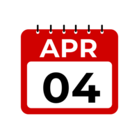 April 4 Kalender Erinnerung. 4 April Täglich Kalender Symbol Vorlage. png