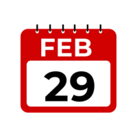 februari 29 kalender påminnelse. 29 februari dagligen kalender ikon mall png