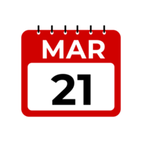 marzo 21 calendario recordatorio. 21 marzo diario calendario icono modelo. png