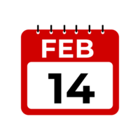 février 14 calendrier rappel. 14 février du quotidien calendrier icône modèle png