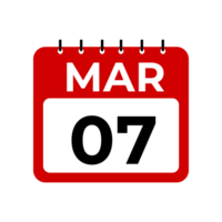 März 7 Kalender Erinnerung. 7 März Täglich Kalender Symbol Vorlage. png