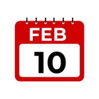 febbraio 10 calendario promemoria. 10 febbraio quotidiano calendario icona modello png