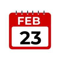 febbraio 23 calendario promemoria. 23 febbraio quotidiano calendario icona modello png