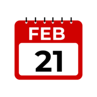 febrero 21 calendario recordatorio. 21 febrero diario calendario icono modelo png