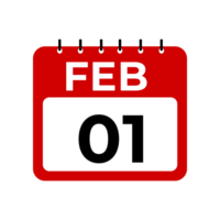 febrero 1 calendario recordatorio. 1 febrero diario calendario icono modelo png