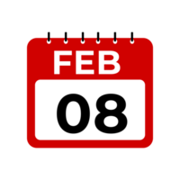 Februar 8 Kalender Erinnerung. 8 Februar Täglich Kalender Symbol Vorlage png