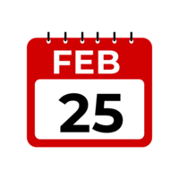 Februar 25 Kalender Erinnerung. 25 Februar Täglich Kalender Symbol Vorlage png