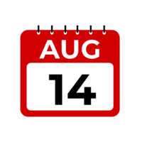 August 14 calendar reminder. August 14 daily calendar icon template. png