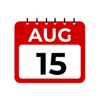 August 15 calendar reminder. August 15 daily calendar icon template. png