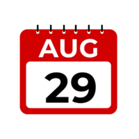 agosto 29 calendario recordatorio. agosto 29 diario calendario icono modelo. png