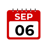 September 6 calendar reminder. September 6 daily calendar icon template. png