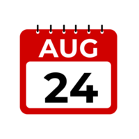 August 24 calendar reminder. August 24 daily calendar icon template. png