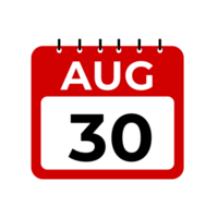 agosto 30 calendario recordatorio. agosto 30 diario calendario icono modelo. png