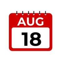 August 18 Kalender Erinnerung. August 18 Täglich Kalender Symbol Vorlage. png