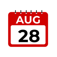 August 28 calendar reminder. August 28 daily calendar icon template. png