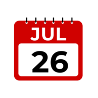 july 26 calendar reminder. july 26 daily calendar icon template. png