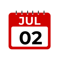 Juli 2 Kalender Erinnerung. Juli 2 Täglich Kalender Symbol Vorlage. png