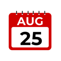 agosto 25 calendario recordatorio. agosto 25 diario calendario icono modelo. png