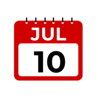 Julho 10 calendário lembrete. Julho 10 diariamente calendário ícone modelo. png
