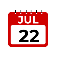 Julho 22 calendário lembrete. Julho 22 diariamente calendário ícone modelo. png
