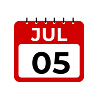 juli 5 kalender herinnering. juli 5 dagelijks kalender icoon sjabloon. png