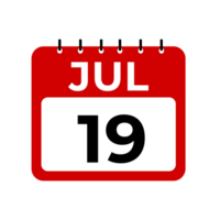 Julho 19 calendário lembrete. Julho 19 diariamente calendário ícone modelo. png