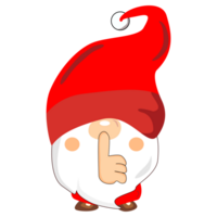 Christmas Gnomes character holding hand near mouth silence. Shhh symbol png