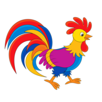 Cartoon funny rooster Fat cartoon rooster  singing rooster Generative Ai png