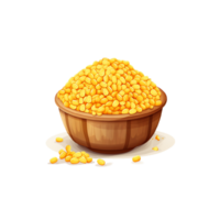 lentil food cartoon soya bowl cartoon  Crispy ripple potato chips in glass bowl. Generative Ai png