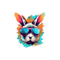 en Häftigt och eleganta kanin bär solglasögon, perfekt för mode generativ ai png